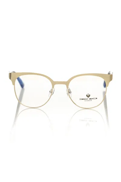 Shop Frankie Morello Geometric Pattern Clubmaster Women's Eyeglasses In Gold