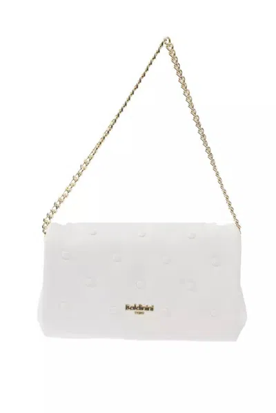 Shop Baldinini Trend Elegant Leather Shoulder Bag With En Women's Accents In White