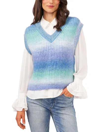 Shop Riley & Rae Womens Tie-die Knit Sweater Vest In Blue