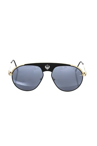 Frankie Morello Black Metallic Fibre Sunglasses In Black