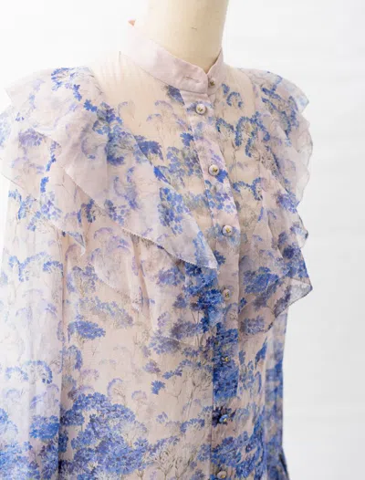 Pre-owned Zimmermann Floral Print Shirt With Belt