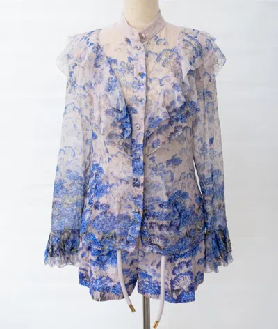 Pre-owned Zimmermann Floral Print Shirt With Belt