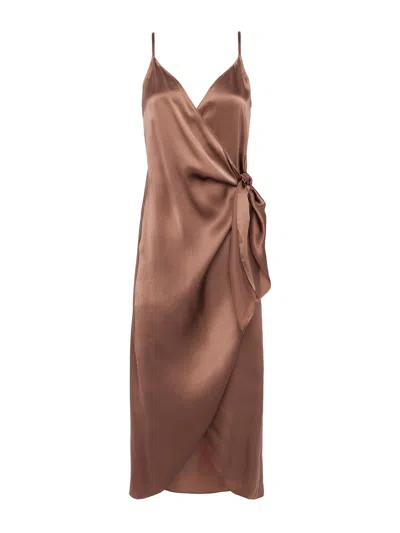 Shop L Agence Amilia Silk Wrap Dress In Sparrow