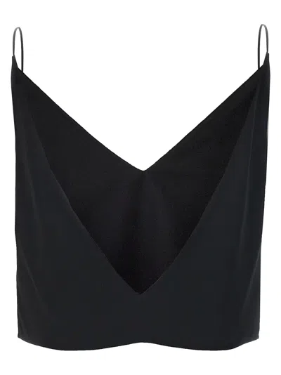 Shop Saint Laurent Silk Cropped Top Tops Black