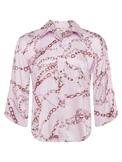 Shop L Agence Patrice Silk Blouse In Lilac Snow Multi Sketch Chain