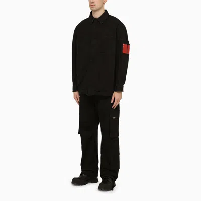 Shop 44 Label Group Back Denim Shirt Jacket Men In Black