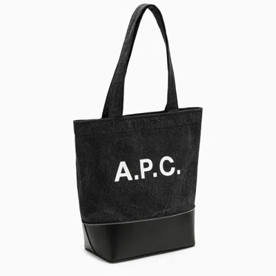 Shop Apc A.p.c. Small Axel Black Cotton Tote Bag With Logo Men