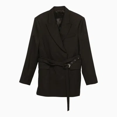 Shop Acne Studios Black Wool-blend Jacket With Belt Women