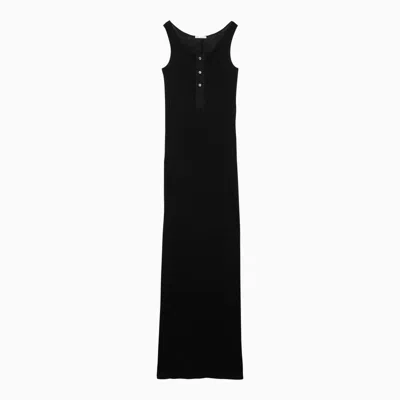 Shop Ami Alexandre Mattiussi Ami Paris Black Cotton Long Dress With Buttons Women