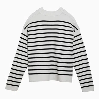 Shop Ami Alexandre Mattiussi Ami Paris Chalk White/black Striped Cotton And Wool Jumper Women In Multicolor