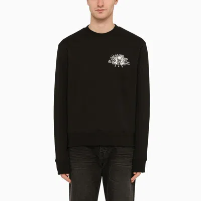 Shop Amiri Black Cotton Crewneck Sweatshirt With Logo Print Men
