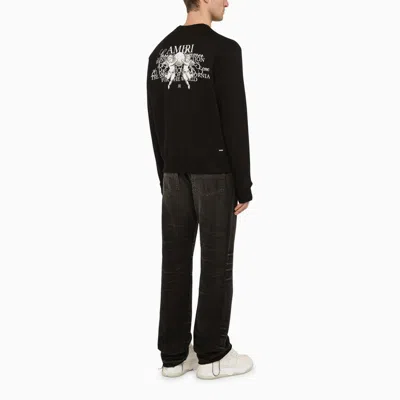 Shop Amiri Black Cotton Crewneck Sweatshirt With Logo Print Men