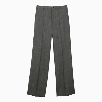 Shop Balenciaga Black/grey Wool Wide Trousers Women