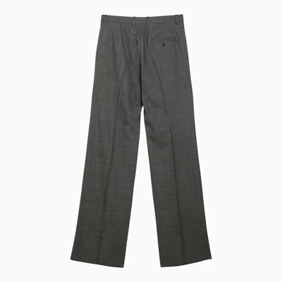 Shop Balenciaga Black/grey Wool Wide Trousers Women