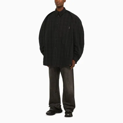 Shop Balenciaga Checked Shirt With Removable Sleeves Men In Gray