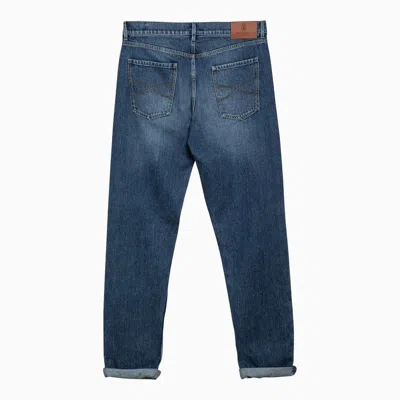 Shop Brunello Cucinelli Blue Regular Denim Jeans Men