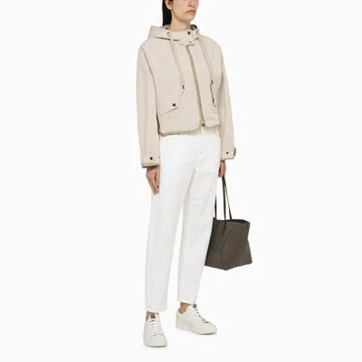 Shop Brunello Cucinelli Lightweight Rope-coloured Cotton-blend Jacket Women In Cream