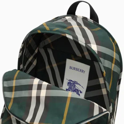 Shop Burberry Shield Check Pattern Nylon Backpack Men In Green