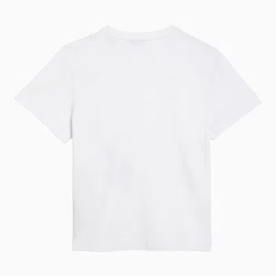 Shop Burberry White Cotton T-shirt With Print Women In Black