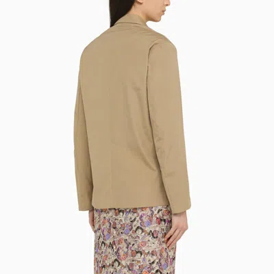 Shop Dries Van Noten Beige Double-breasted Cotton Jacket Women In Cream