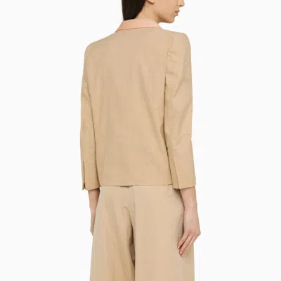 Shop Dries Van Noten Cream-coloured Single-breasted Jacket In Linen Blend Women