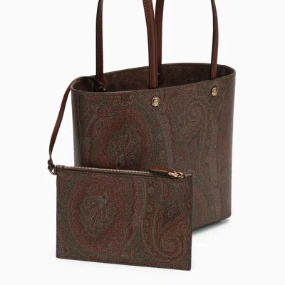 Shop Etro Paisley Shopping Bag In Coated Canvas Women In Brown
