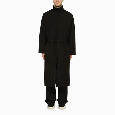Fear Of God Black Wool Trench Coat With High Collar In Black