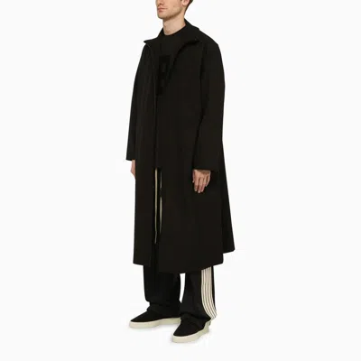 Fear Of God Black Wool Trench Coat With High Collar In Black