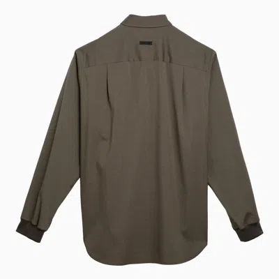 Shop Fear Of God Cotton And Wool Oxford Shirt Olive Men In Multicolor