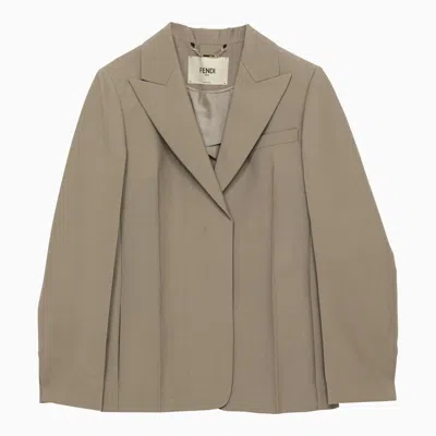 Shop Fendi Single-breasted Jacket In Turtledove Mohair Women In Gray