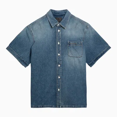 Shop Givenchy Blue Denim Short-sleeved Shirt Men