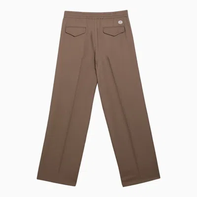 Shop Gucci Beige Wide Trousers Men In Brown