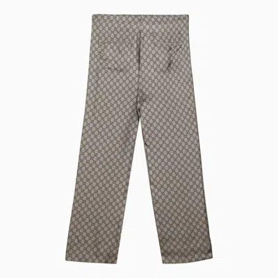 Shop Gucci Beige/ebony Silk Gg Print Trousers Men In Brown