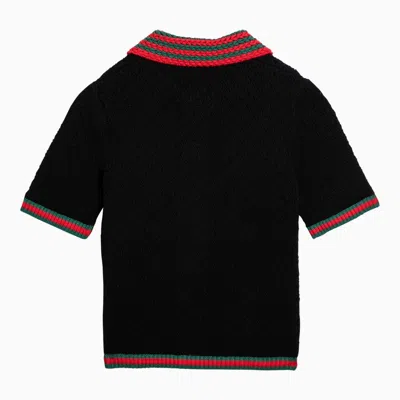 Shop Gucci Black Short-sleeved Polo Shirt With Web Motif Women