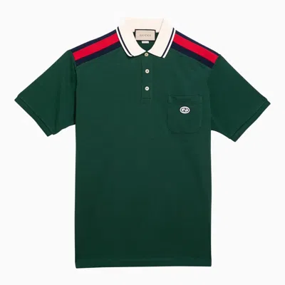 Shop Gucci Bottle Green Polo Shirt With Logo Men