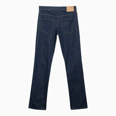 Shop Gucci Dark Blue Denim Jeans With Horsebit Men