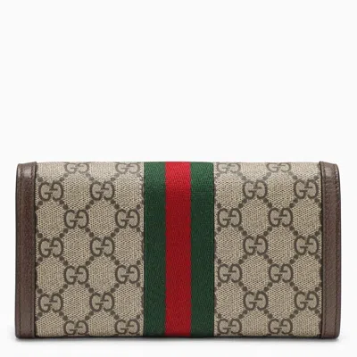 Shop Gucci Gg Fabric Flap Wallet With Web Women In Cream