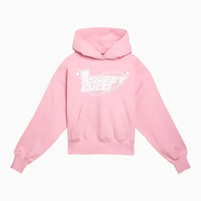 Shop Gucci Pink Cotton Sweatshirt With Logo Women