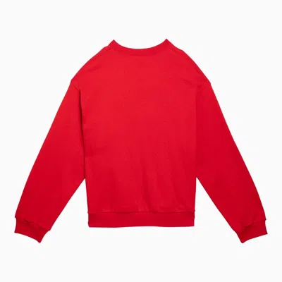 Shop Gucci Red Cotton Crewneck Sweatshirt With Logo Men