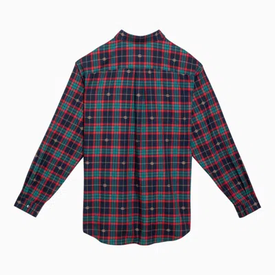 Shop Gucci Red/blue Checked Button-down Shirt In Cotton Men