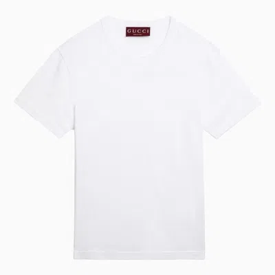 Shop Gucci White Cotton Crew-neck T-shirt With Web Detail Women