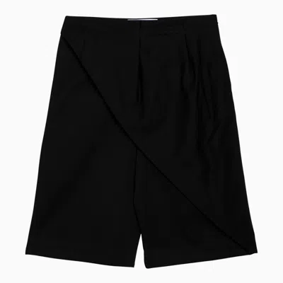 Shop Loewe Black Cotton Pleated Shorts Women