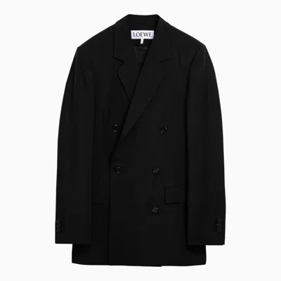 Shop Loewe Black Double-breasted Jacket In Wool And Mohair Women