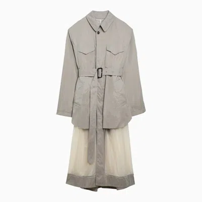 Shop Maison Margiela Decortique Sand-coloured Reversible Single-breasted Trench Coat Women In White