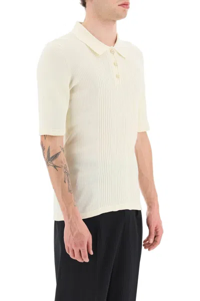 Shop Maison Margiela Ribbed Stretch Polo Shirt Men In White