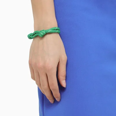 Shop Miu Miu Emerald Green Rope Bracelet With Logo Women