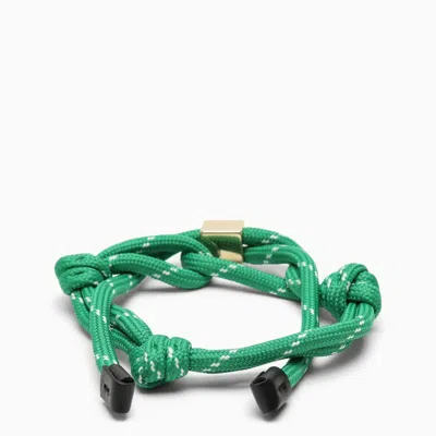 Shop Miu Miu Emerald Green Rope Bracelet With Logo Women