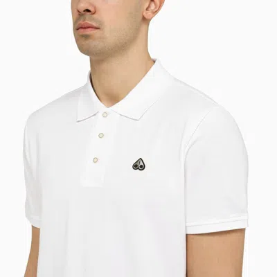 Shop Moose Knuckles Classic White Cotton Polo Shirt With Logo Men