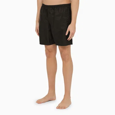 Shop Prada Black Re-nylon Swimwear Men In Brown
