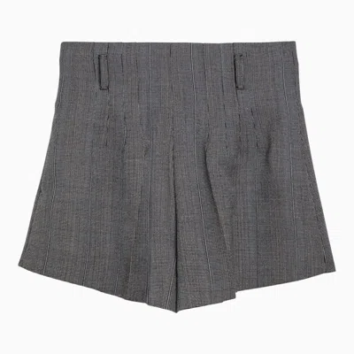 Shop Prada Smoke Grey Wool Shorts Women In Gray